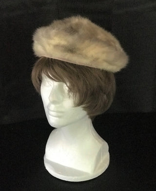 Elegant 1950's Vintage Mink Pillbox Hat