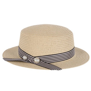 Ladies Boater Hat with Band Accent