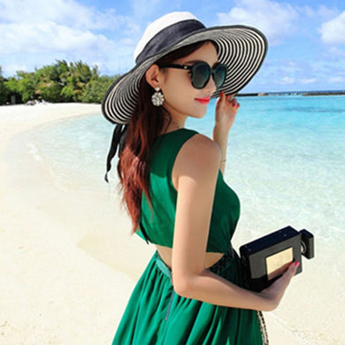 Ladies Fashion Black & White Sun Hat