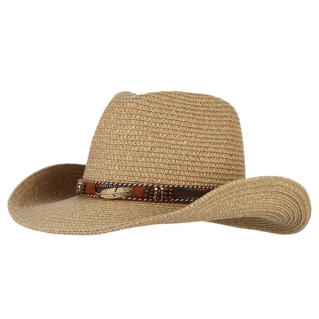 Western Style Straw Hat with Studded Band