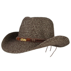 Western Style Straw Hat with Studded Band
