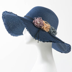 Elegant Ladies Beach Hat with Floral Accent