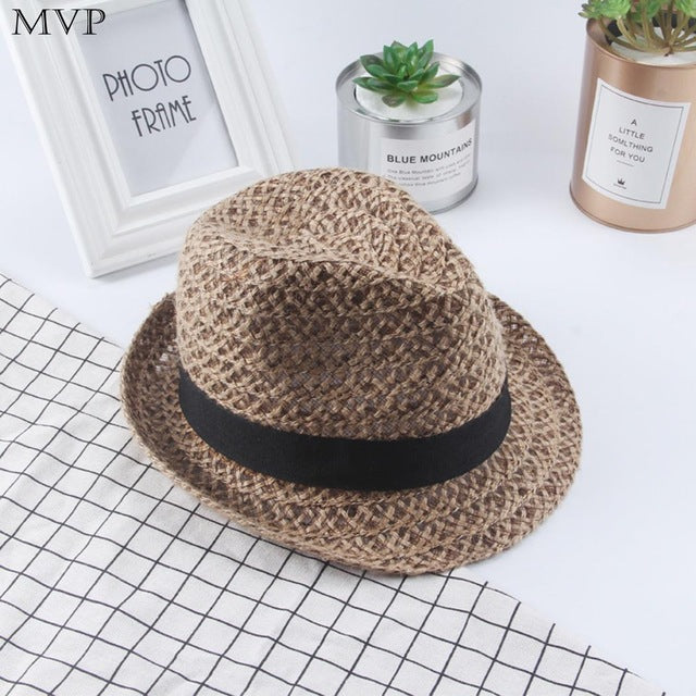 Exquisitely Woven Straw Fedora with Black Band