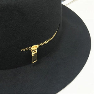 Ladies Fashion Wool Floppy Zipper Hat