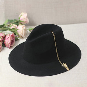 Ladies Fashion Wool Floppy Zipper Hat