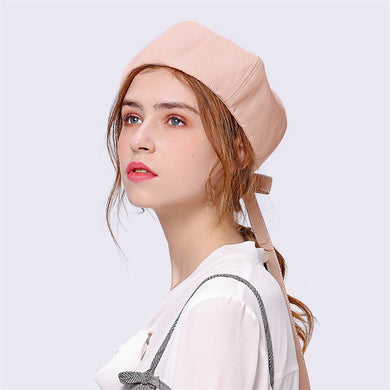 Fashionable Women's Retro Dome Octagonal Hat with Cute Bow