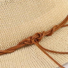 Straw Sun Hat with Leather Ribbon Hatband